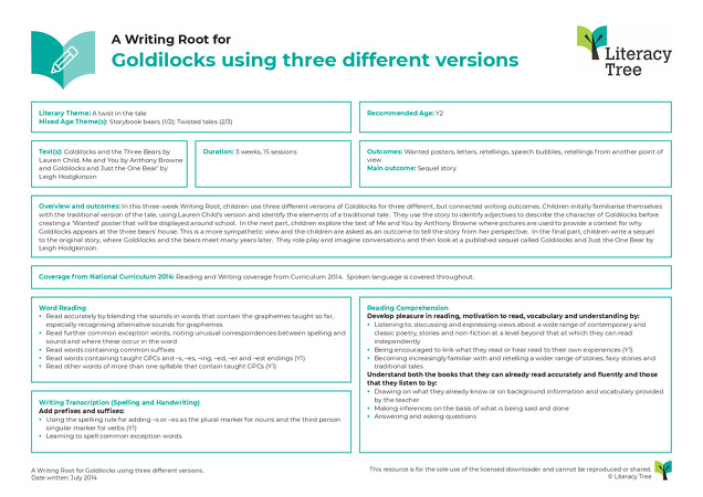 Goldilocks using three different versions