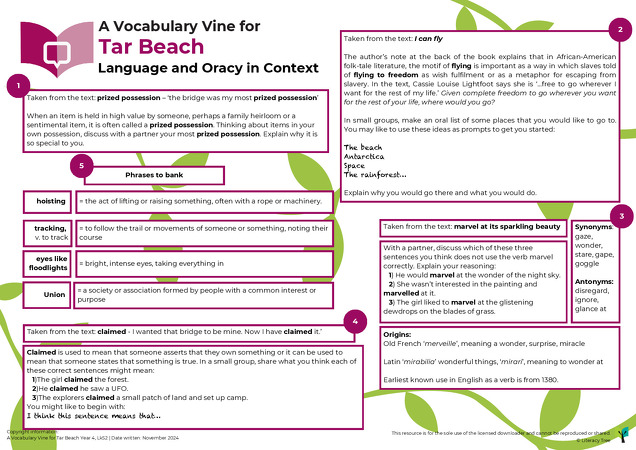 A Vocabulary Vine for Tar Beach