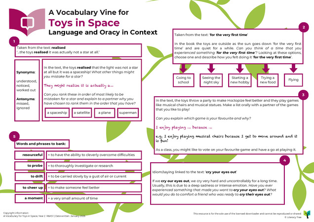 A Vocabulary Vine for Toys in Space