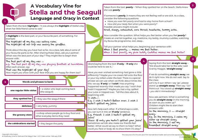 A Vocabulary Vine for Stella and the Seagull