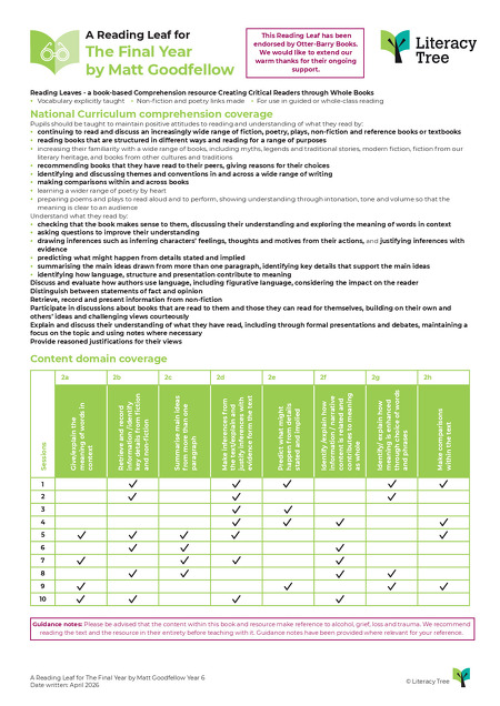 FREE Reading Leaf (The Final Year)